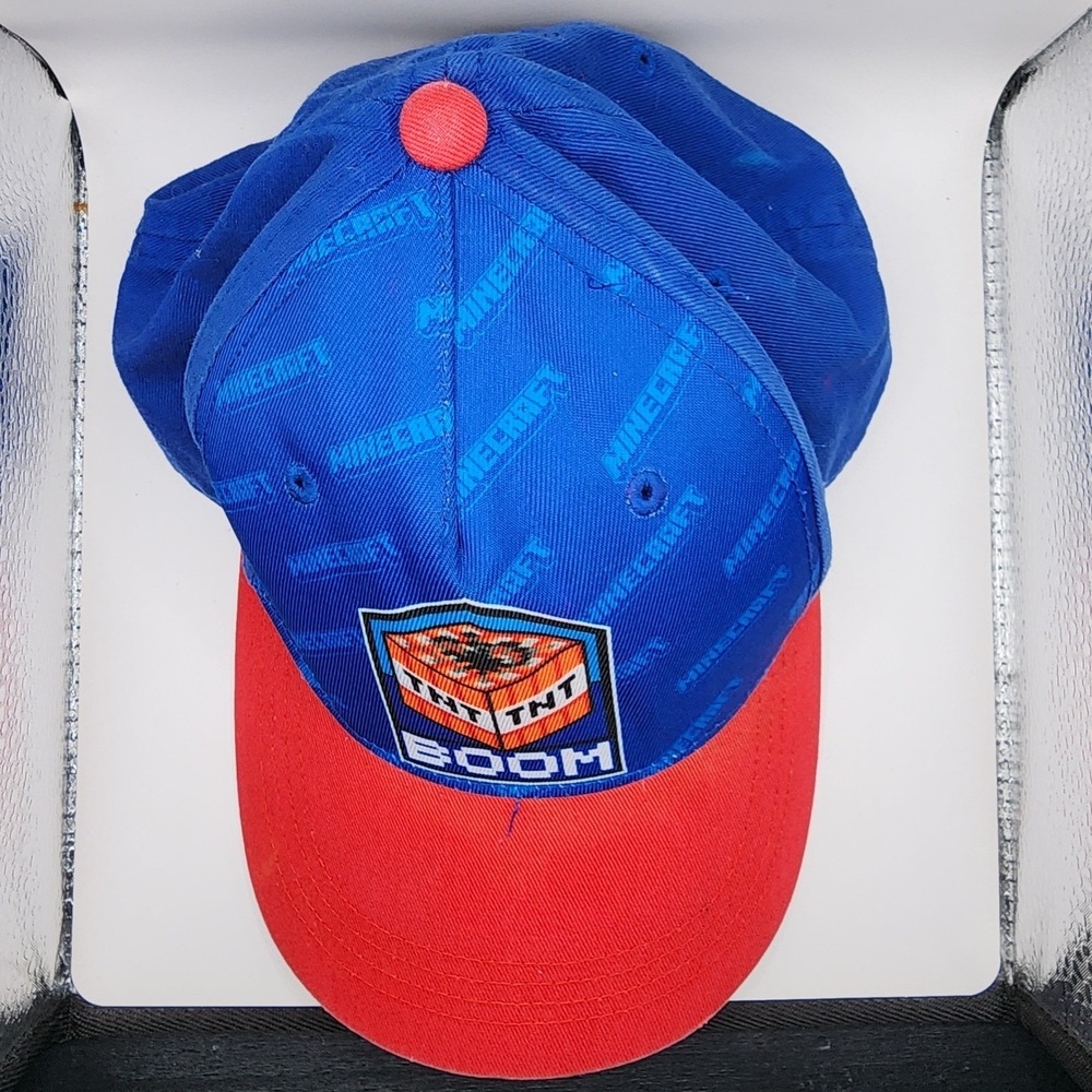 Minecraft Snapback Hat Youth OSFM Blue Red TNT Boom Graphic‎ Baseball Cap - Picture 5 of 8